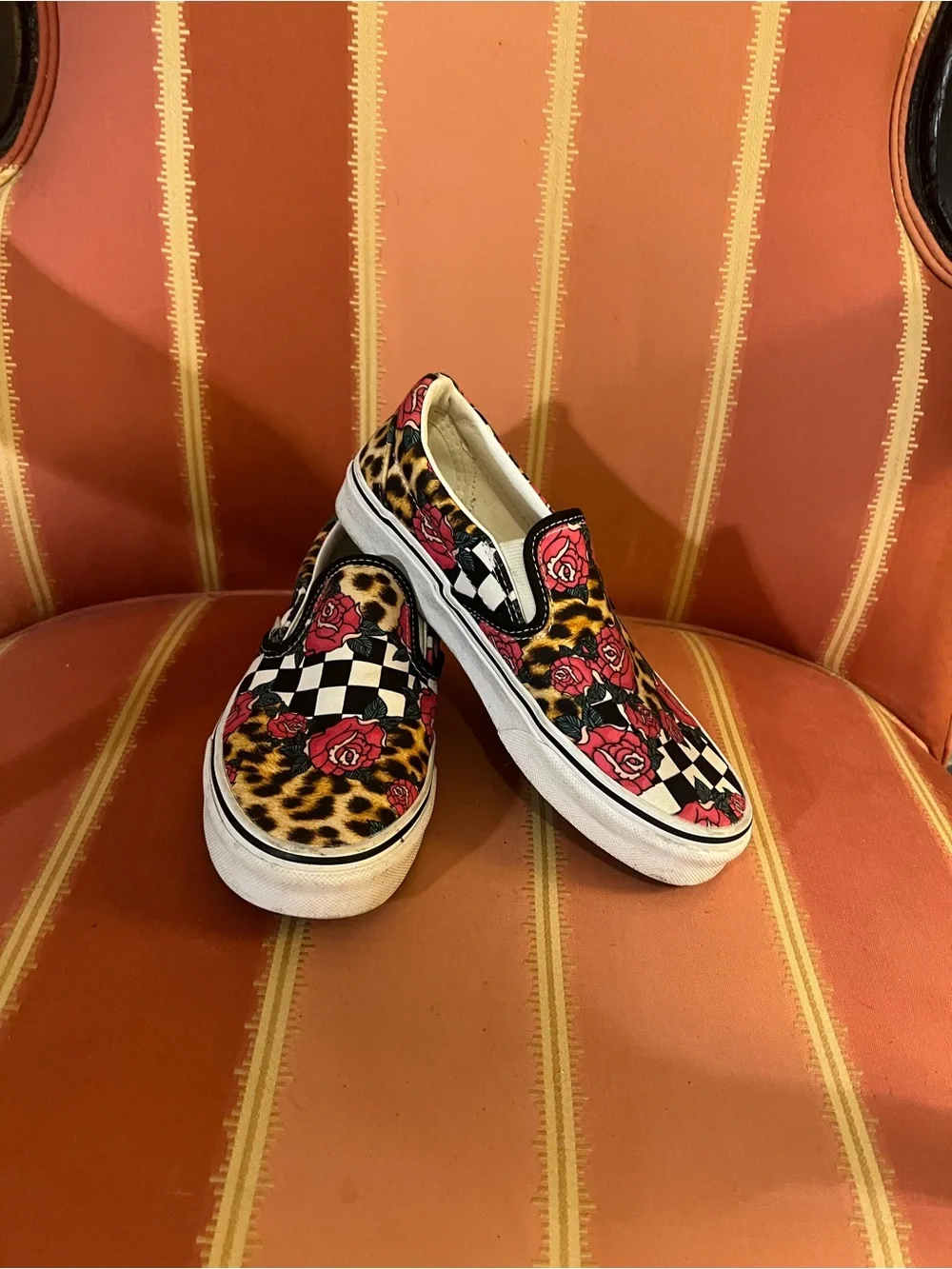 Vans Classic Slip-On Rose Animal Checkerboard - Size 6 Excellent Condition
